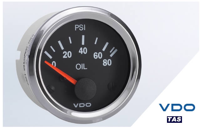 VDO Vision Chrome 80 PSI Oil Pressure Gauge - 12V
